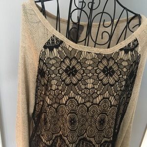 Gold and Black Sparkle Lightweight Sweater